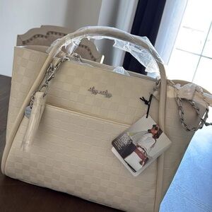 Itzy Ritzy Cream Checkered Shoulder Bag